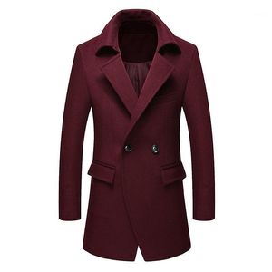 Mäns jackor Autumn and Winter Jacket Coat Business ull överrock vindbrytare smal ull