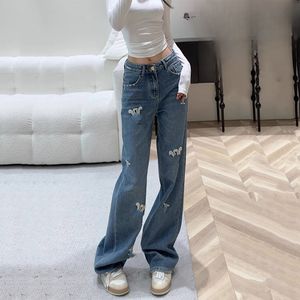 Designer Fashion Men's and Women's Printed Letter Retro Letter Wash Jeans Lous Stretch Straight Wash Wear Resistant Top Row Patch Casual Pants S-2XL