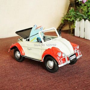 Party Favor Handmade Classic Car Model With Surfboard Vintage Metal Craft Shooting Props Creative Bar/Pub/Cafe Decoration Kids Gift