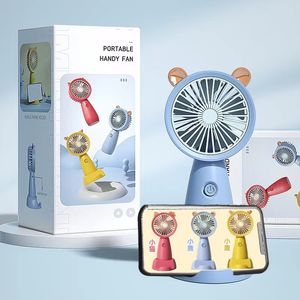 USB Handheld Small Electric Fan Summer Student Desktop Portable Handheld Mini Fan with Data Cable and Mounting Base Portable