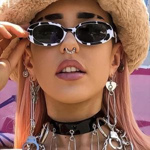 Sunglasses Milk Cow Small Oval Ladies Hip Hop Classic Designer Shades Black And White Print Round Sun Glasses For Women