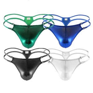 رجال U U Convex Leather Thongs G String jockstrap Clubwear Gay Bikini Pouch Intelder for Men Homme CMF580