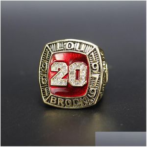 Cluster Rings Hall Of Fame Baseball 1961 1979 20 Lou Brock Team Champions Anello da campionato con scatola in legno Souvenir Men Fan G Dh7Wf