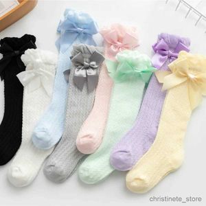 Kids Socks cotton soft long new born socks with bow princess birthday gift baby summer socks for newborn long socks set white mesh ruffle R231125