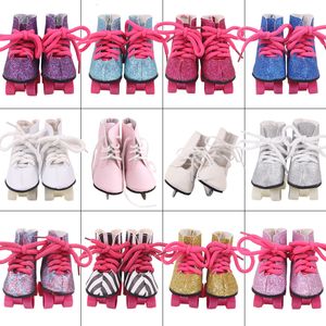 Puppenzubehör Rollschuh Paillettenschuhe Schlittschuhe 18 Zoll American 43CM Reborn Baby Kleidung Nenuco Ropa Generation Toys 230424