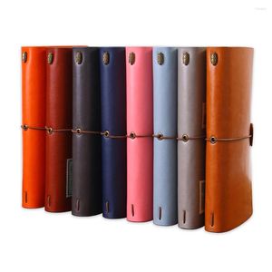 Vintage A6 Leather Spiral Six Hole Kraft Paper Notebook Travel Diary Journal Planner Agenda Office School Students Stationery