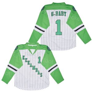 Hockey Film 1 G-Baby Movie Jersey bär Kekambas Jarius Evans Hardball College Sport University Breattable Vintage Pullover Team White Pinstripe Retro Sying Top