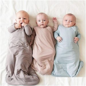 Sacos de dormir Slee Sacos de fibra de bambu bebê verão saco macio confortável zíper infantil nascido saco de sono sem mangas para crianças 230705 drop de dhlvd