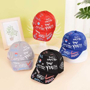 S m moda Kids Graffiti Baseball 1-3 lata dzieci Snapback Hat Osobowość Street Dance Słońce szczytowa czapka dla chłopca i dziewczynki P230424