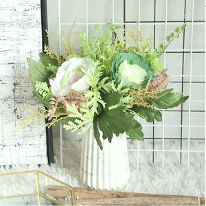 Dekoratif çiçekler Çin lahana yapay ipek sahte okaliptüs bitki ofis ev düğün masası parti dekor