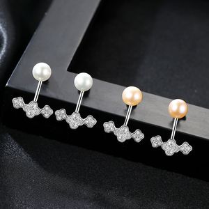 Classic Luxury Small Flower Pearl s925 Silver Stud Earrings Women Fashion Brand Shiny Zircon Retro Earrings Charm Female High end Jewelry Valentine's Day Gift