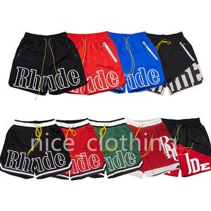 メンズ Rhude ショーツデザイナーショートパンツレディーススポーツスウェットパンツ夏のビーチショーツジムフィットネスショートパンツルーズオーバーサイズスタイルズボン