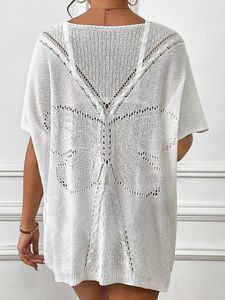 Mulheres Swimwear Fitshinling Bohemian Butterfly Knit Proeo Verão Pareo Oversize Vestido Branco Mulheres Beach Cover-Ups Outfits Outings