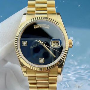 Relógio masculino relógio de designer de luxo 8215 movimento sem palavras mostrador preto 36/41mm relógio feminino relógio de aço inoxidável completo safira à prova d'água dia data presente de feriado com caixa