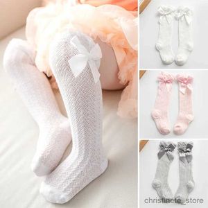 Kids Socks Summer Baby Girl Socks With Bow Cotton Mesh Breathable Kids Knee High Socks Children Toddler Cute Long White Pink Socks 0-3Y