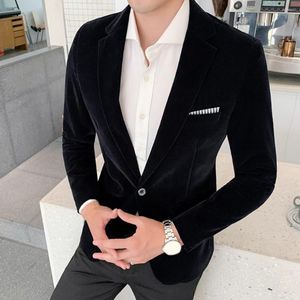 Ternos masculinos estilosos blazer de veludo emagrecedor primavera masculino cor sólida para festa