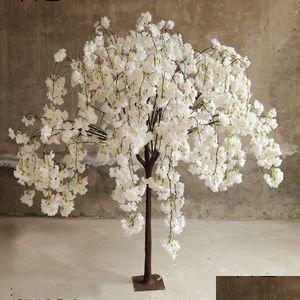 Dekorativa blommor kransar heminredning 120 cm konstgjorda körsbärsträd landning simation blommor ornament stora persika el bord mittpieces dhhyb