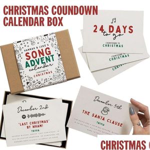 Decorações de Natal Calendário de contagem regressiva Calendários de advento contém 24 cartões com nomes de filmes Mesa Xmas Ornament Home Decor Drop Dhozz