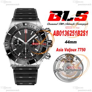 BLS Chronomat B01 ETA Valjoux A7750 Otomatik Kronograf Erkekler İzle 44 Seramik Çember Siyah Çubuk Kauçuk AB0136251B2S1 Süper Baskı Reloj Hombre Puretime D4