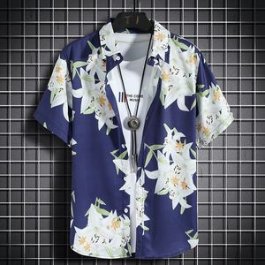 Mäns avslappnade skjortor Hawaiian Beach Shirts Kort ärmad avslappnad skjorta strandsemester Snabbtorkning Kläder Löst spets topp 230425