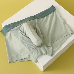 Pantaloncini boxer con naso di elefante e borsa lunga sottile sexy da uomo. Mini mutandine convesse a U in seta di ghiaccio