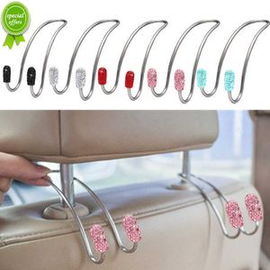 2 Pack Universal Seat Back Organizers Bling Diamond Car Headrest Bag Hangers Strong Durable Auto Back Seat Storage Hooks