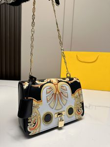 Umhängetasche Barockmuster Designertasche Goldrutenkettentasche Echtleder Klassische Geldbörse mit großer Kapazität Einkaufen Hohe Qualität