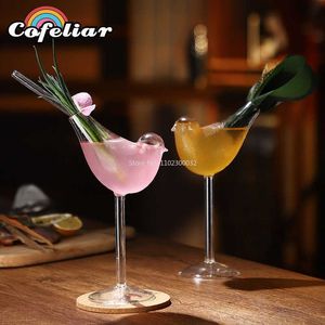 Şarap Gözlükleri 124pcs Kuş Şampanya Cam Yaratıcı Moleküler Füme Kokteyl Goblet Gözlükleri Parti Bar İçme Kupası Şarap Suyu Kupası 150ml J230425