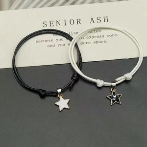 Link bransoletki mody para czarna biała gwiazdy gwiezdne bransoletka dla kobiet i mężczyzn sparowane prezenty miłośnicy lekkiego luksusu