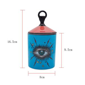 Kreativ keramisk doftljus Big Eye Candlestick Starry Sky Candle Holder With Hand Lid Candle's Jar Diy Candleabras For Home Table Decoration