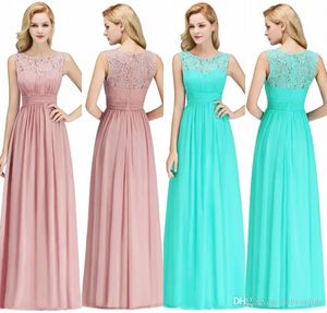 Cheap Bridesmaids Dresses For Summer Boho Beach Weddings A Line Lace Chiffon Floor Length Wedding Guest Gowns CPS1067 J0425