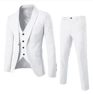 Ternos masculinos blazers 2 pçsset terno completo atraente verão branco roupas único botão masculino para festas de casamento negócios 231124