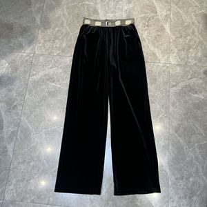 Pantaloni da donna in velluto con lettere Tessitura Pantaloni da donna neri Pantaloni casual di design di lusso da strada