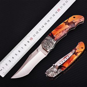 New A1914 Pocket Folding Knife 440C Satin Drop Point Blade Stainless Steel Sheet/ABS Handle Outdoor Camping Hiking Fishing EDC Knives with Nylon Bag