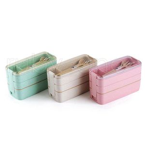 Lunchboxar Box 3 rutnät vete st bento transparent lock mat behållare för arbete rese bärbara student containrar havs droppe leverans h dhy9u