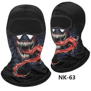 Cykelmössor masker utomhus solskyddsmedel Balaclava Venom Skull Riding Scarf Novely Full Face Mask Multifunktion Bandana Ski Masks MTB Bicycle Headgear J0422