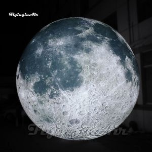 Fantastisk stor hängande upplyst uppblåsbar måne planet boll tryckt sfär ballong led supermoon för festdekoration