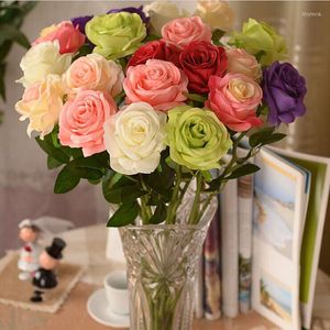 Flores decorativas 2023 Artificial Fake Silk Circle Center Rose Flower Bouquet para decoração de decoração de casamento em casa Decoração de peças centrais