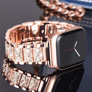 Diamond Case+Strap for Apple Watch Series 8 7 41mm Ultra 49mm 45mm rostfritt stålband för IWATCH 8 SE 6 5 4 3 40 44mm 38 42mm