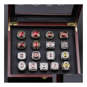 Anéis de cluster 17 pcs Ohio State Buckeyes Campeão Nacional Campeão Anel Conjunto Sólido Homens Fan Brithday Presente Atacado Drop Delivery J Dhcrb