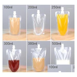 Gift Wrap 100Pcs 100Ml-500Ml Stand Up Packaging Bags Drink Spout Storage Pouch For Beverage Drinks Liquid Juice Milk Coffee11 Drop Del Dhmhd