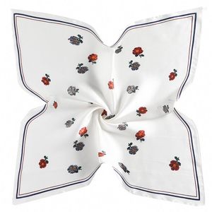 Lenços de 60 cm de lenço quadrado Bandana Bandana Women Twill Silk 2023 Flor Flow Headchief Fashion Professional Neckerchief