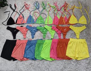 Feminino clássico conjunto de biquíni roupa de banho feminina de duas peças conjunto de biquíni moda verão férias estilo praia vento cores brilhantes