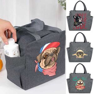 Ice Packs/Isothermic Bags Thermal Isolated Lunch Bag For Women Girls Portable Carry Tote Dog Print Cooler Lunch Box stor kapacitet Matlagring Handväska J230425
