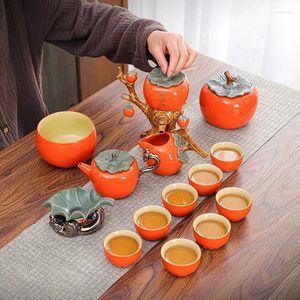 Teaware set Lucky Persimmon Creative Ceramic Lazy Tea Maker Semi-Automatic Gift Set