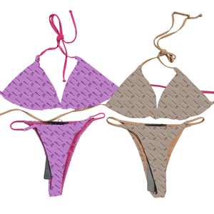 Sexy rückenfreie Bademode Damen Split Badeanzug Buchstaben gedruckt Bademode Sommer atmungsaktiv Bikinis Set