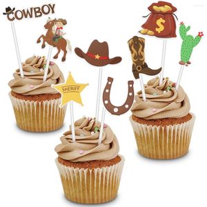 Festliga leveranser Topphattar för barn Cake Decor Cowboy Topper Kid Hat Paper Cup Picks Child Birthday Decorations