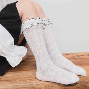 Kindersocken aus Spitze, Overknee-Socken für Mädchen, geometrische Raute, ausgehöhlte lange Socken, liebe Netzstreifen, Baby- und Kinderstrümpfe