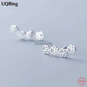 Stud 925 Sterling Silver Simple Sweet Liten Fresh Animal Dog Paw Girl Hollow Ear Stud örhängen smycken YQ231125