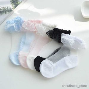 Barnstrumpor 3 par/parti sommarbarn Silkstrumpor Baby Girls Spädbarn Thin Flower Sock Satchable Solid Mesh Kids Socks i 2-12 år